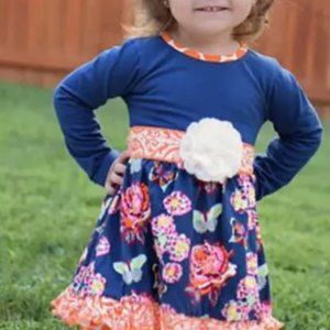 Autumn Floral Dress & Polka Dot Legging Set